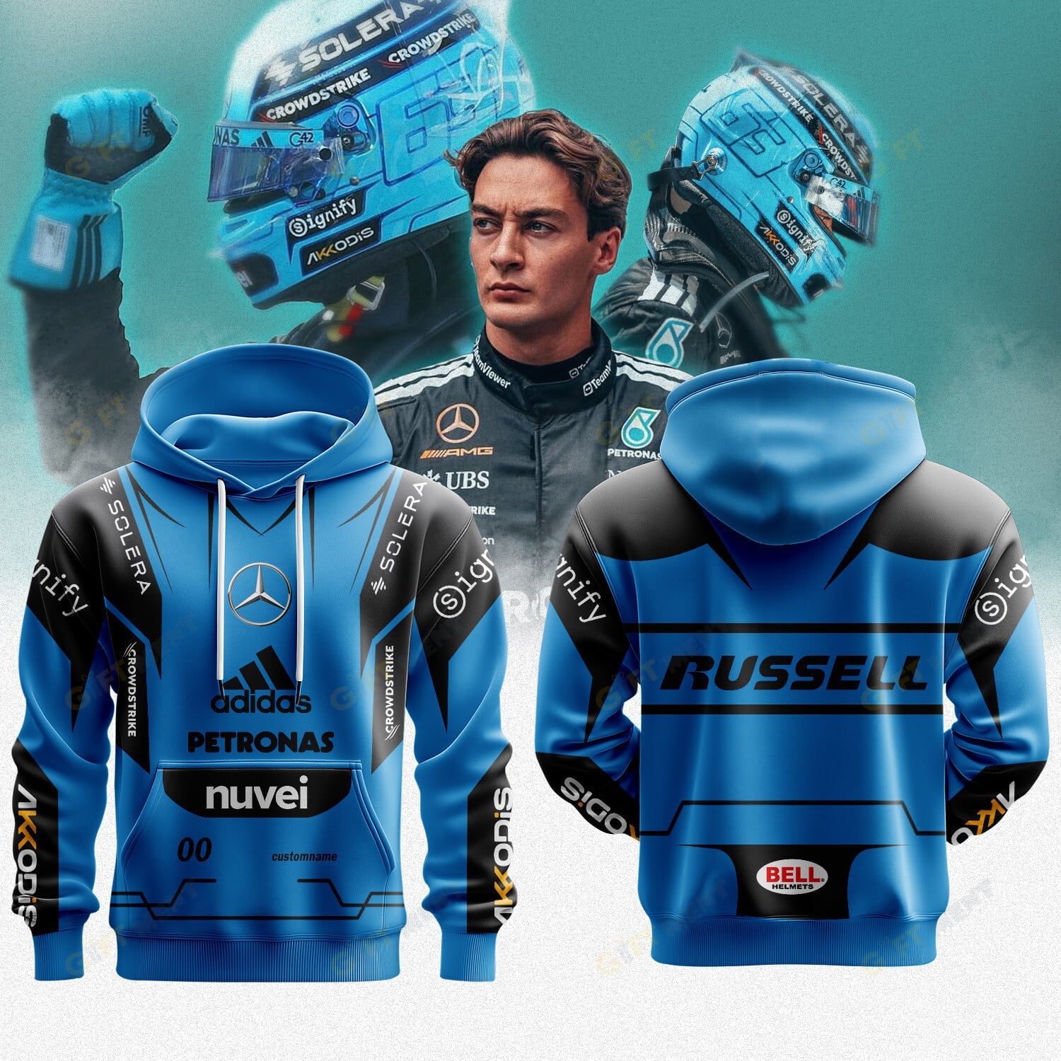 Mercedes George Russell Premium Helmet Hoodie 2025