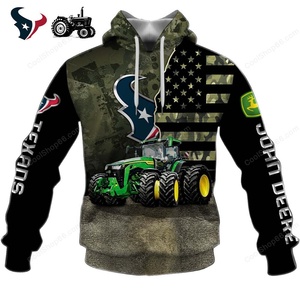 Houston Texans x John Deere Hoodie | Funny Green Character Premium Hoodie