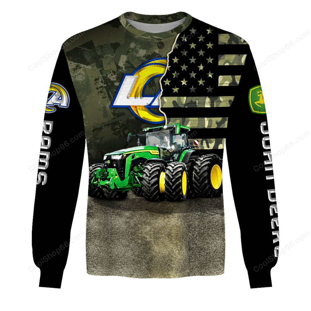 Los Angeles Rams x John Deere Hoodie | Funny Green Character Premium Hoodie