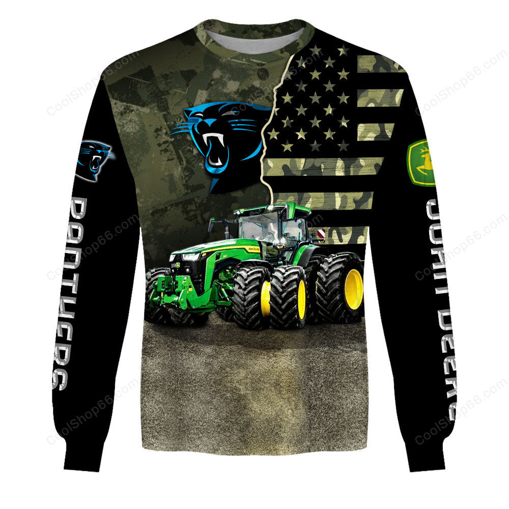 Carolina Panthers x John Deere Hoodie | Funny Green Character Premium Hoodie