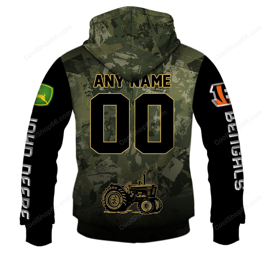 Cincinnati Bengals x John Deere Hoodie | Funny Green Character Premium Hoodie