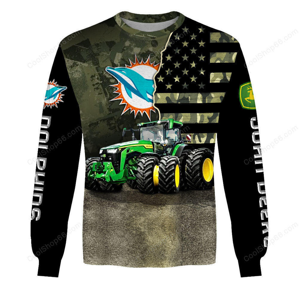 Miami Dolphins x John Deere Hoodie | Funny Green Character Premium Hoodie