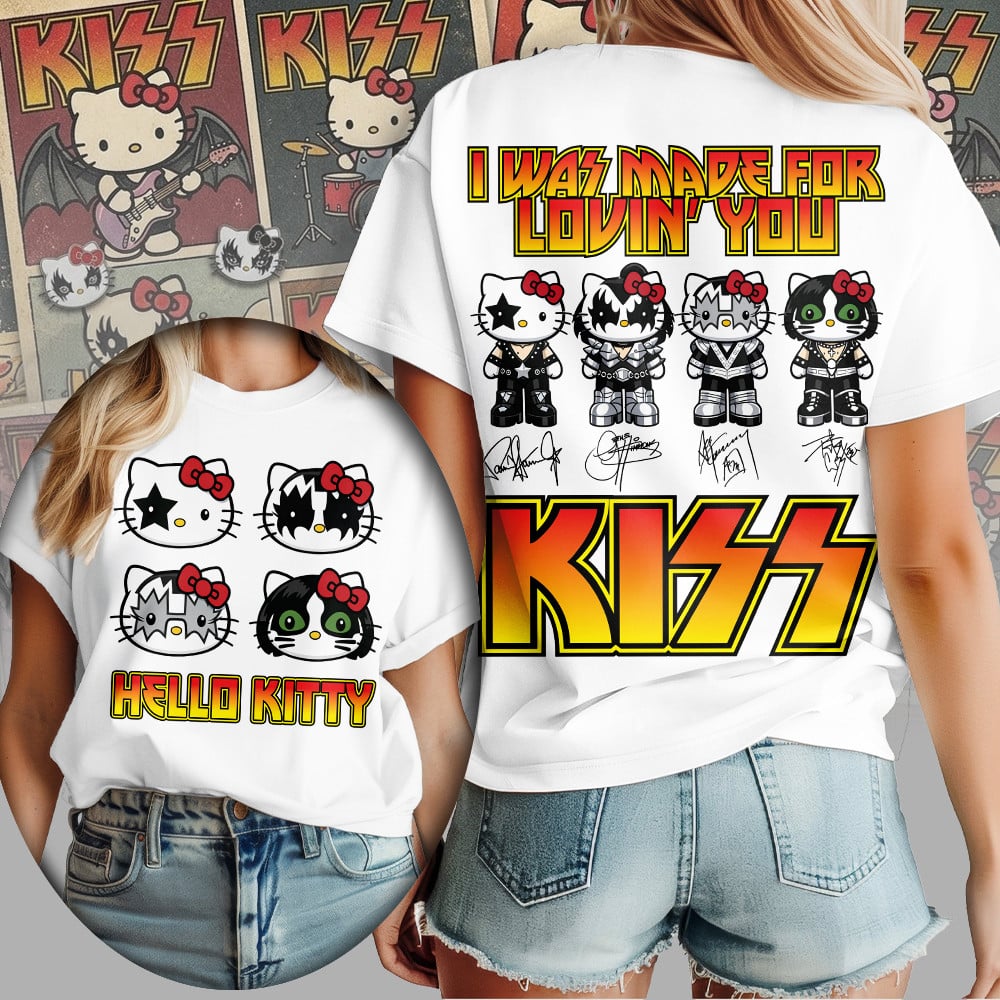 Premium Hello Kitty x Kiss Band Women Shirt TD