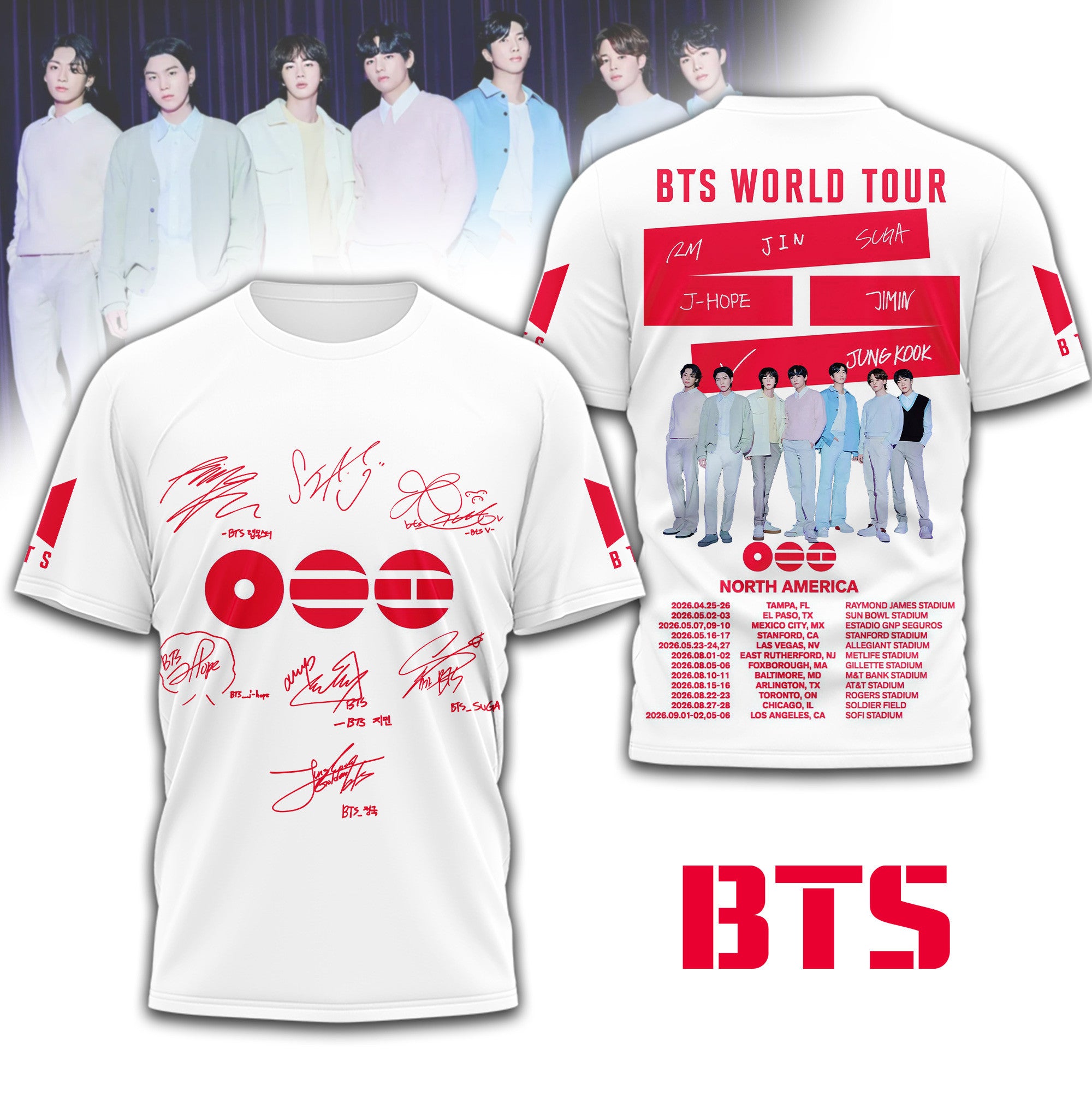 Premium BTS 2026 Tour 3D Shirt TD